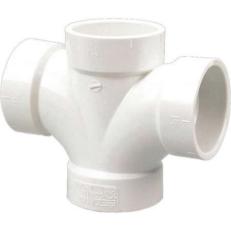 NIBCO COPY 0 2 in. x 2 in. x 1-1/2 in. x 1-1/2 in. PVC DWV All Hub Double Sanitary Tee C4835HD22112112